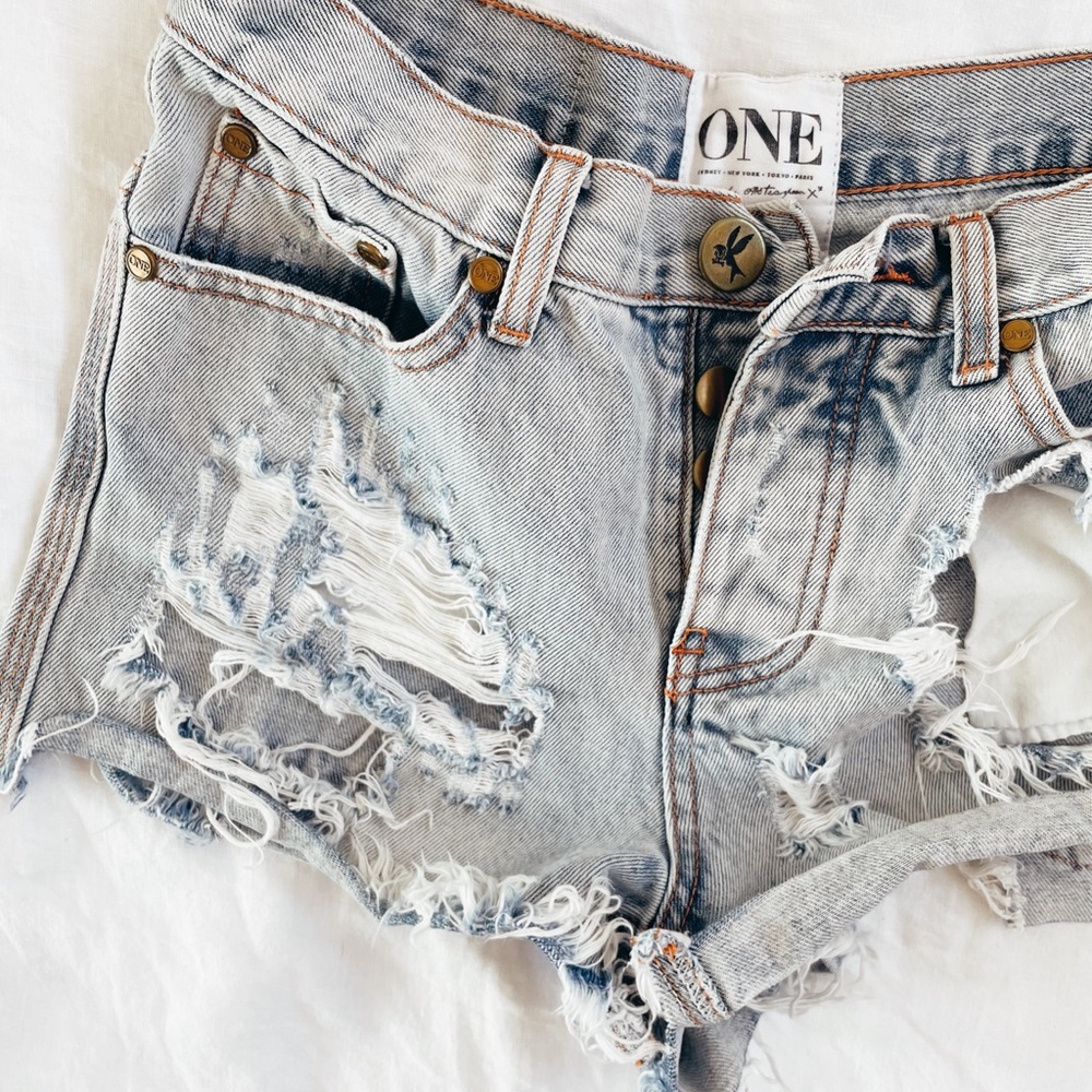 One Teaspoon Romeo Distressed Denim Shorts
